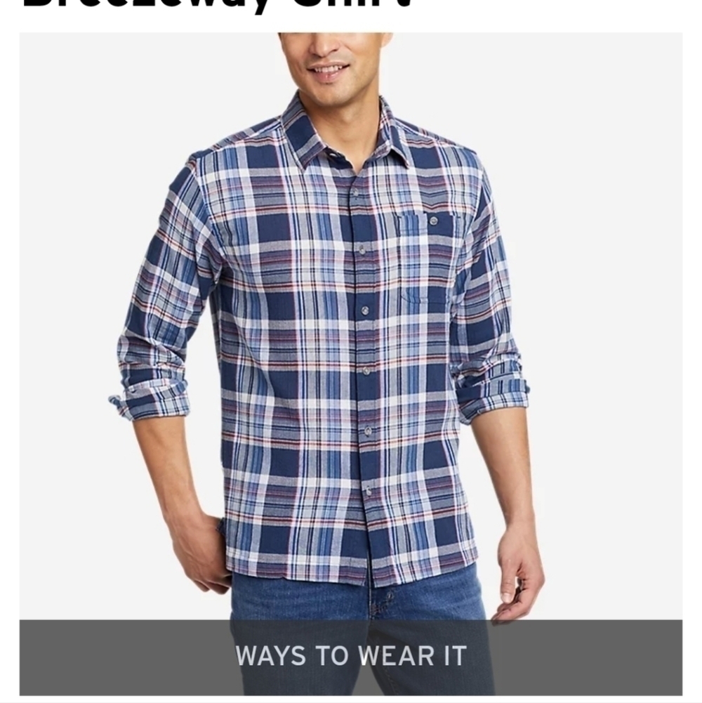 Eddie Bauer Breezeway Atlantic shirt sz medium new with tags in plastic red blue